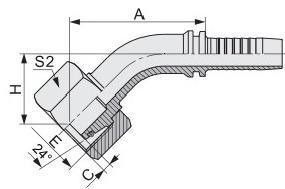 Hydraulische Schlauchanlage 45 Ellenbogen Metrische weibliche 24 Kegel Sitz schwerer Serie DIN Standard