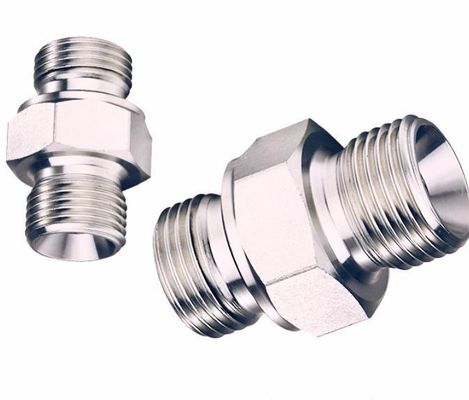 Silber mittlerer Kohlenstoffstahl Deutsch Metrischer Männlicher H. T bis BSPT Männlicher Hydraulischer Schlauchadapter